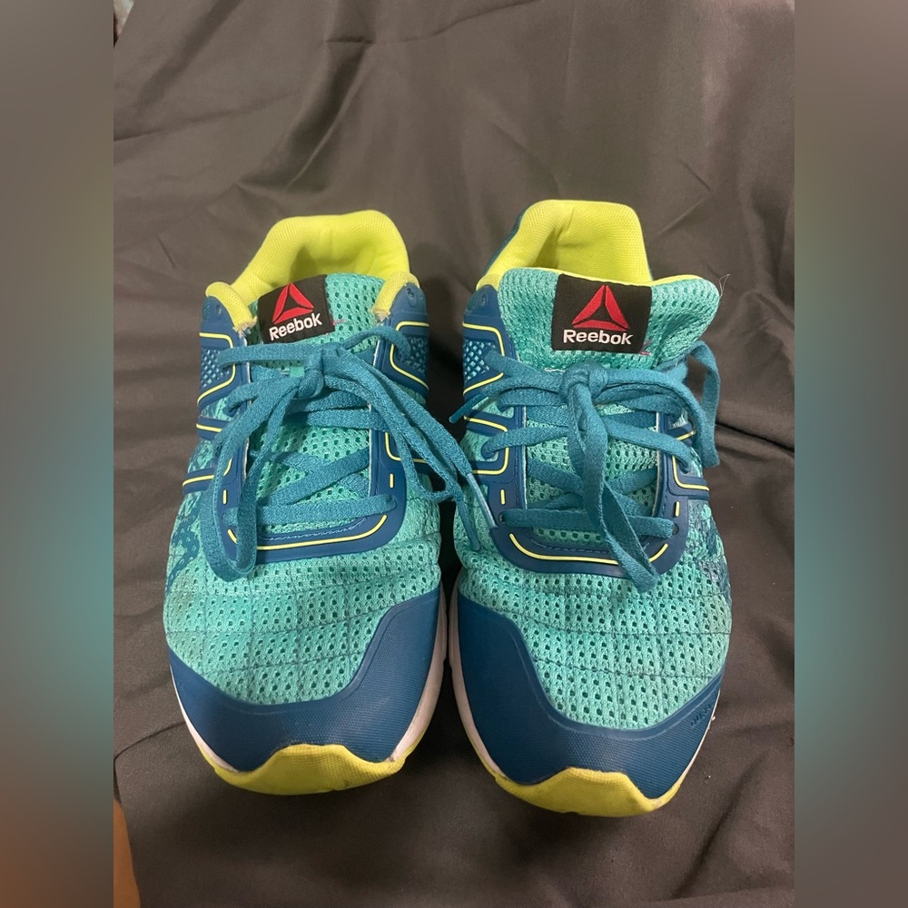 Reebok Blue and Green Sneakers with Breathable Mesh
